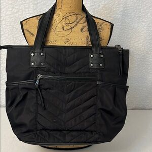 CYNTHIA ROWLEY BLACK QUILTED TOTE BAG